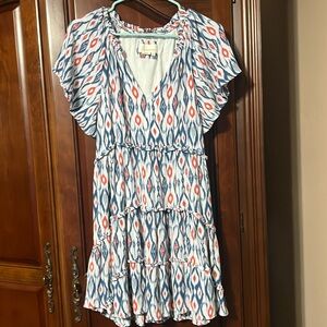 ANTHROPOLOGIE red, white,and blue short sleeve dress size S